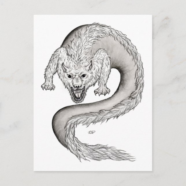 Carte Postale Wolfdragon, Wolf et Dragon, mélange-Créature (Devant)