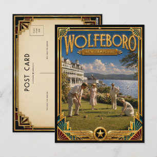 Carte Postale Wolfeboro New Hampshire Art Déco Doré Vintage