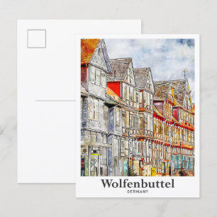 Carte Postale Wolfenbuttel Allemagne Voyage Aquarelle main tirée