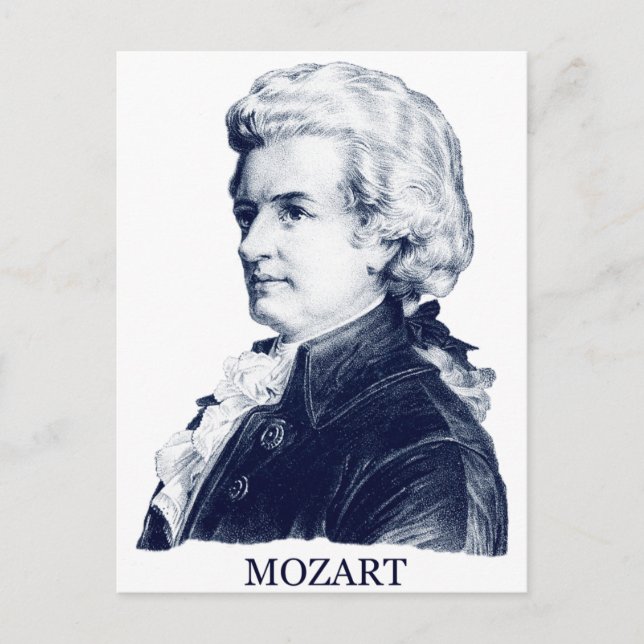 Carte Postale Wolfgang Amadeus Mozart, bleu (Devant)