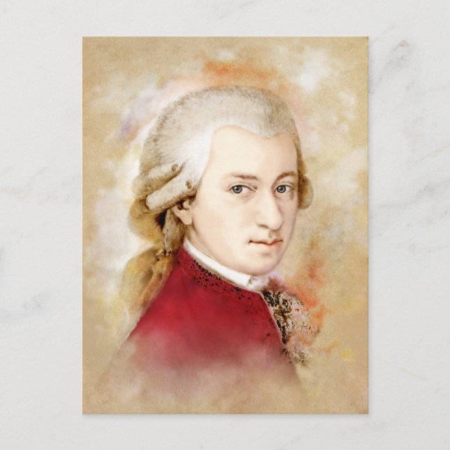 Carte Postale Wolfgang Amadeus Mozart im Aquarell Stil (Devant)