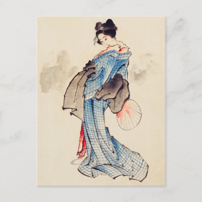 Carte Postale Woman Full-Length Portrait by Katsushika Hokusai (Devant)