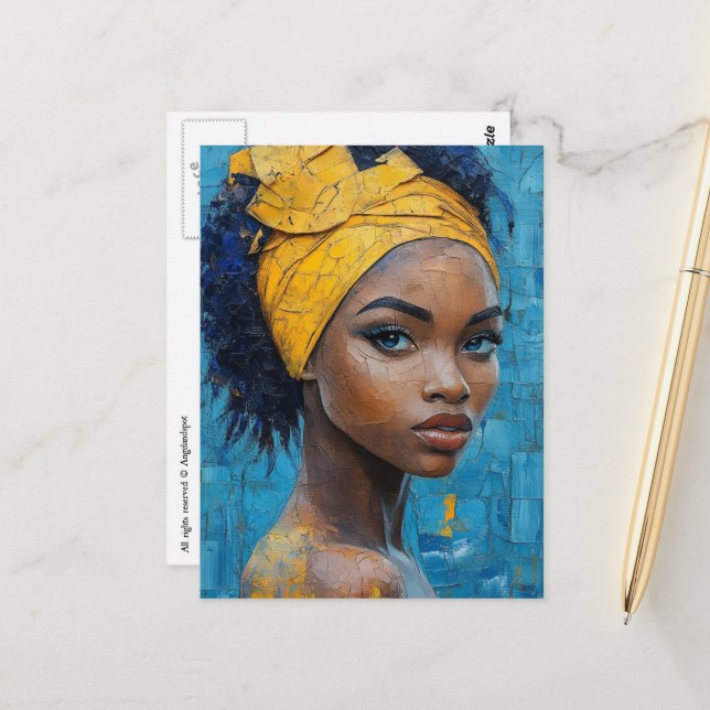 Carte Postale Woman Wearing Yellow (Devant/Arrière en situation)