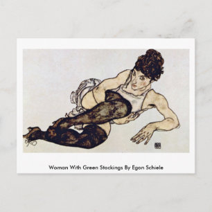 Carte Postale Woman With Green Stockings By Egon Schiele