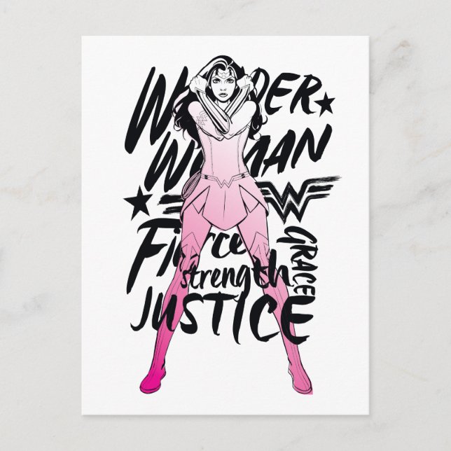Carte Postale Wonder Woman Brush Typography Art (Devant)