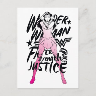 Carte Postale Wonder Woman Brush Typography Art