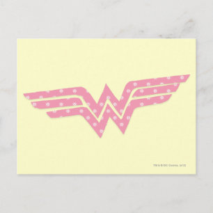 Carte Postale Wonder Woman Coloré rose floral logo