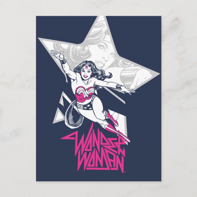 Carte Postale Wonder Woman Glam Rock Flying Character Graphic (Devant)