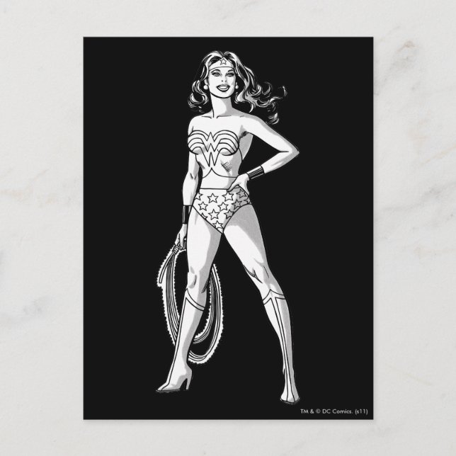 Carte Postale Wonder Woman Pose noir & blanc (Devant)