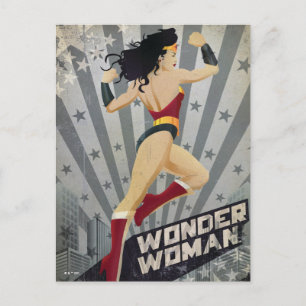 Carte Postale Wonder Woman Retro City Sunburst and Stars