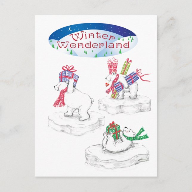 Carte Postale Wonderland Ours polaires (Devant)