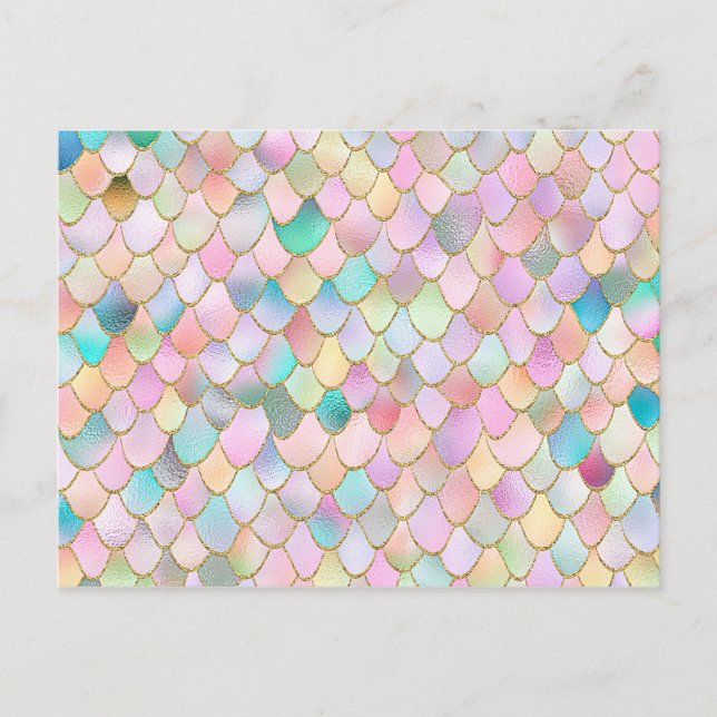 Carte Postale Wonky Trendy Rainbow Girl Metal Mermaid Scales (Devant)