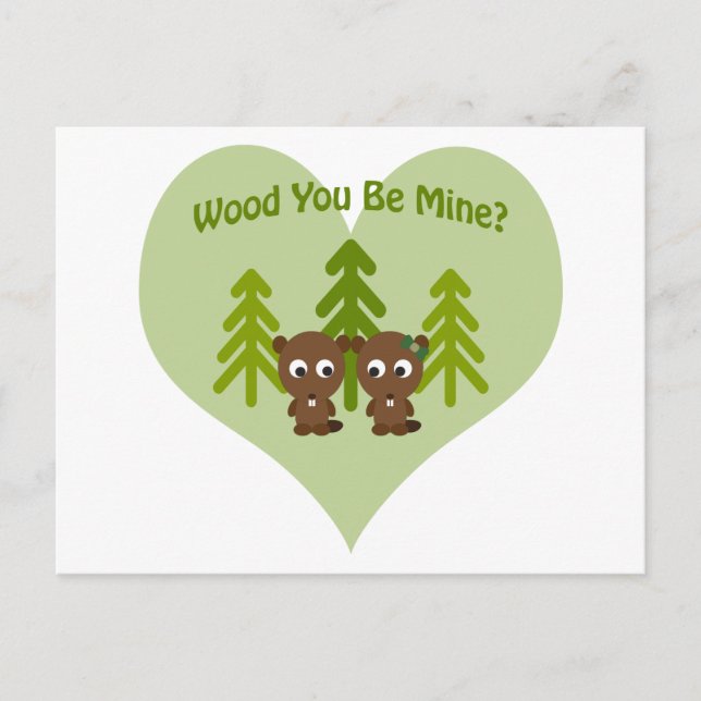 Carte Postale Wood You Be Mine Beaver Love (Devant)