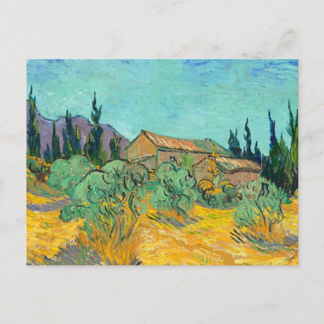 Carte Postale Wooden Cabins among the Olive Trees and Cypresses (Devant)