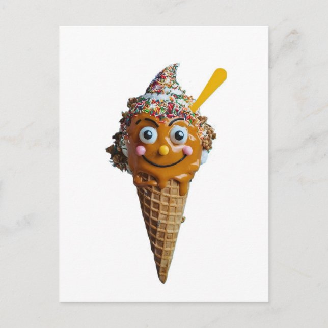Carte Postale Wooden wall painting with ice cream design. (Devant)