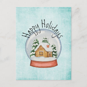 Carte Postale Woodland Cabine Globe des neiges