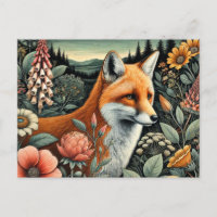 Carte postale Woodland Fox | L'art animal de la fo