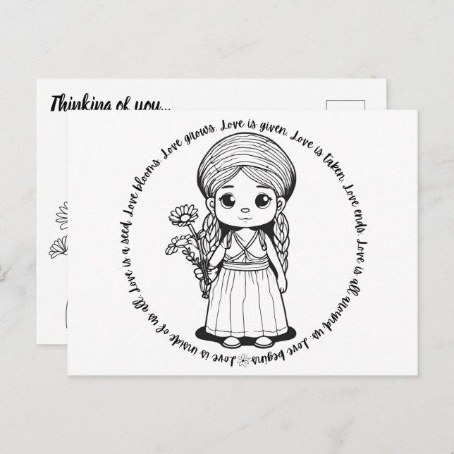 Carte postale Woodland Girl with Daisies (Devant / Derrière)