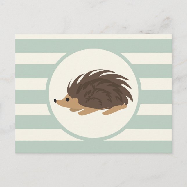 Carte Postale Woodland Porcupine, Hedgehog; Light Sage Green (Devant)
