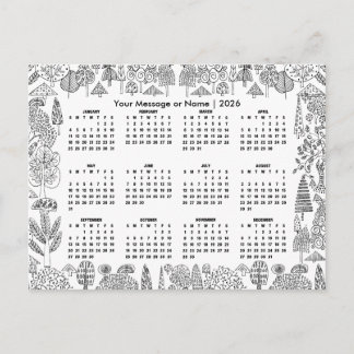 Carte Postale Woodland Trees 2026 Calendar Personalized