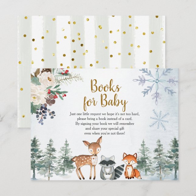 Carte Postale Woodland Winter Animal Forest Livres pour Baby (Devant / Derrière)
