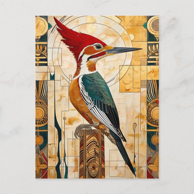 Carte Postale Woodpecker Totem – Art Deco Rhythm (Devant)