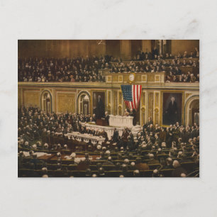 Carte Postale Woodrow Wilson demande au Congrès de déclarer la g