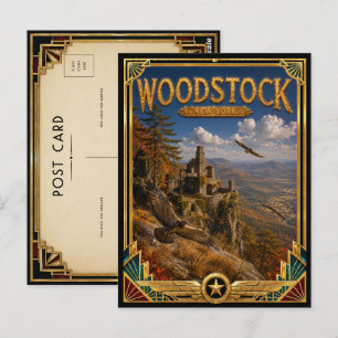 Carte Postale Woodstock New York Art Déco vintage de l'âge d'or