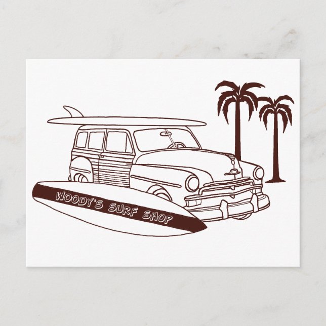 Carte Postale Woody's Surf Shop (Devant)