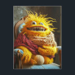 Carte Postale Wool monster crocheting in a chair. Funny (homonym<br><div class="desc">Wool monster crocheting in a chair. Funny (homonymie)</div>