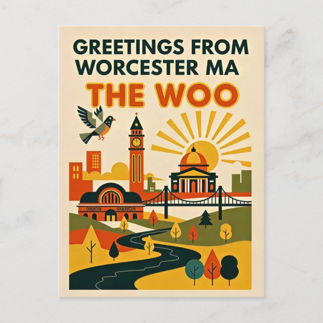 Carte Postale Worcester MA “The Woo” Voyage Rétro  (Devant)