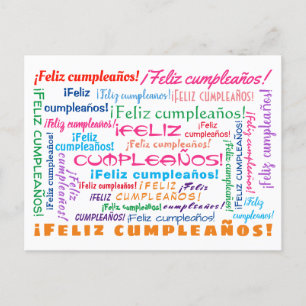 Carte Postale Word Cloud Feliz Cumpleaños Espagnol Joyeux Annive