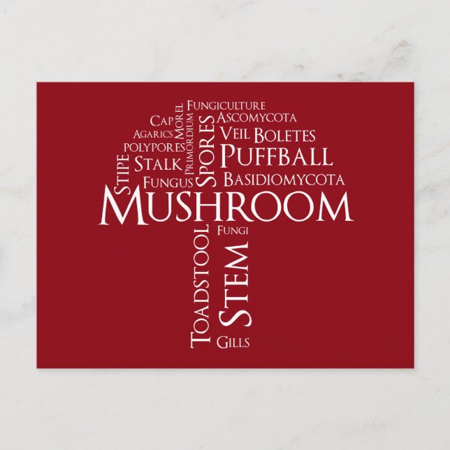Carte Postale Word Mushroom (Texte Blanc) (Devant)