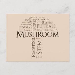 Carte Postale Word Mushroom (Texte Brown)