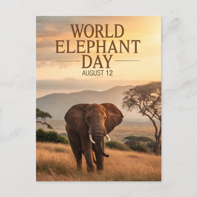 Carte Postale World Elephant Day African Savanna Art (Devant)