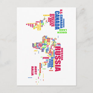 Carte Postale World in words postcard