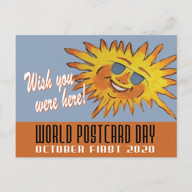 Carte Postale World Postcard Day Souhaite Que Vous Étiez Ici Sun (Devant)