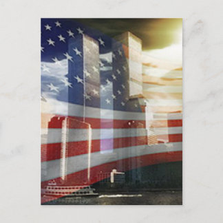 Carte Postale World Trade Center avec drapeau