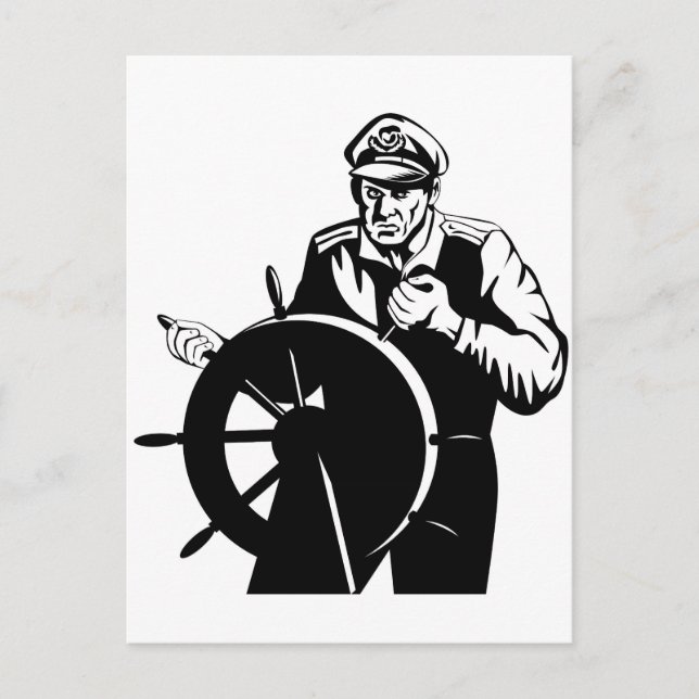 Carte Postale World war two navy captain sailor helmsman (Devant)