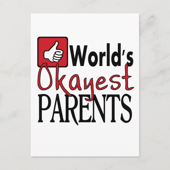 Carte postale World's okayest parents drôle annive (Devant)