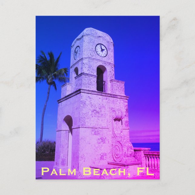 Carte Postale Worth Avenue Horloge Tower - Palm Beach, FL (Devant)