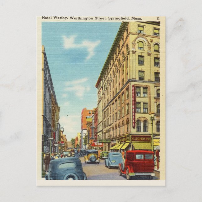 Carte Postale Worthington Street, Springfield, Massachusetts (Devant)