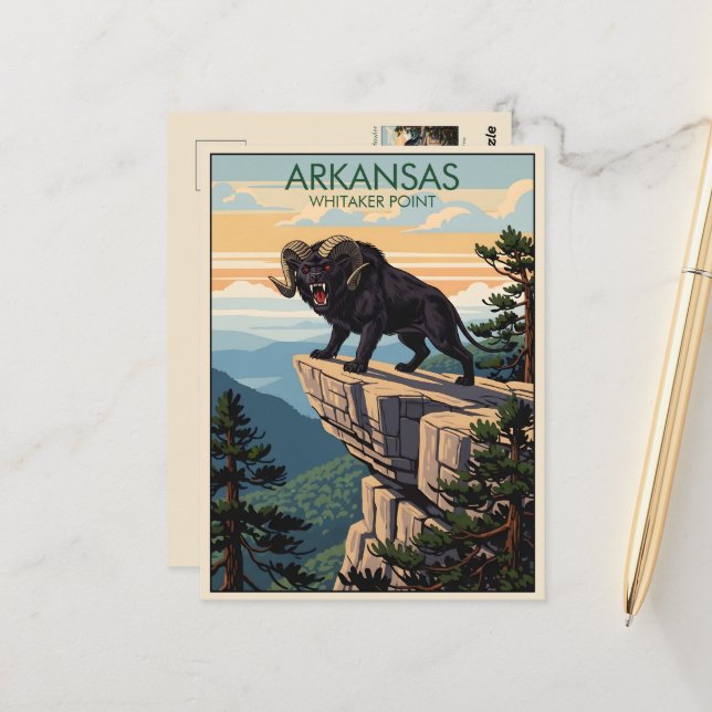 Carte Postale WPA Arkansas Whitaker Point (Devant/Arrière en situation)