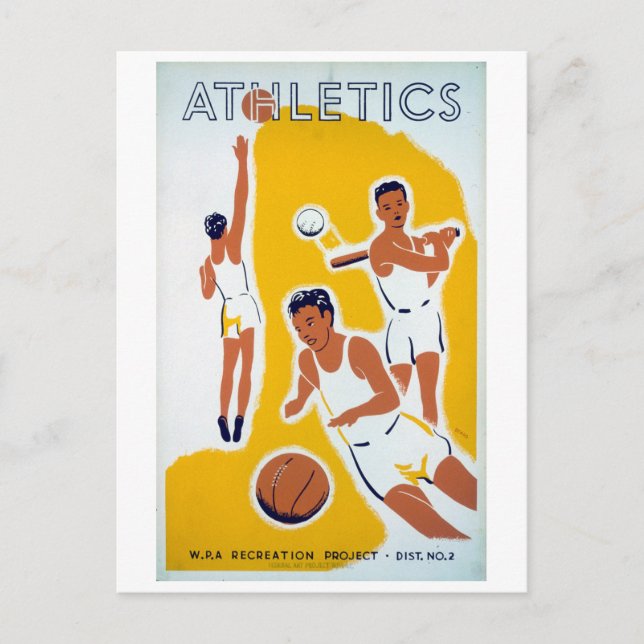 Carte Postale WPA Athletics vintage Baseball (Devant)