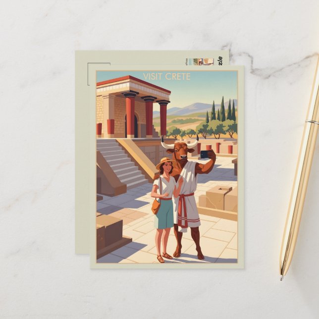Carte Postale WPA sur le thème de la Crète (Devant/Arrière en situation)
