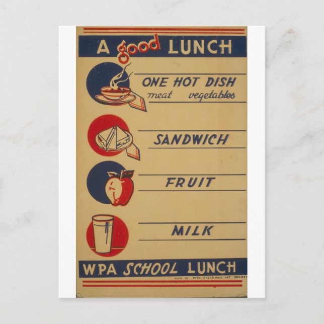Carte Postale WPA - Un bon déjeuner (Devant)