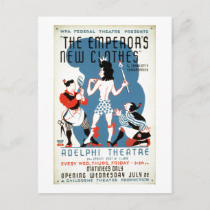 Carte Postale WPA vintage Les nouveaux vêtements de l'empereur A