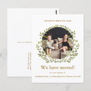 Carte Postale Wreath Botanique Nous Avons Déménagé Nouvelle Adre