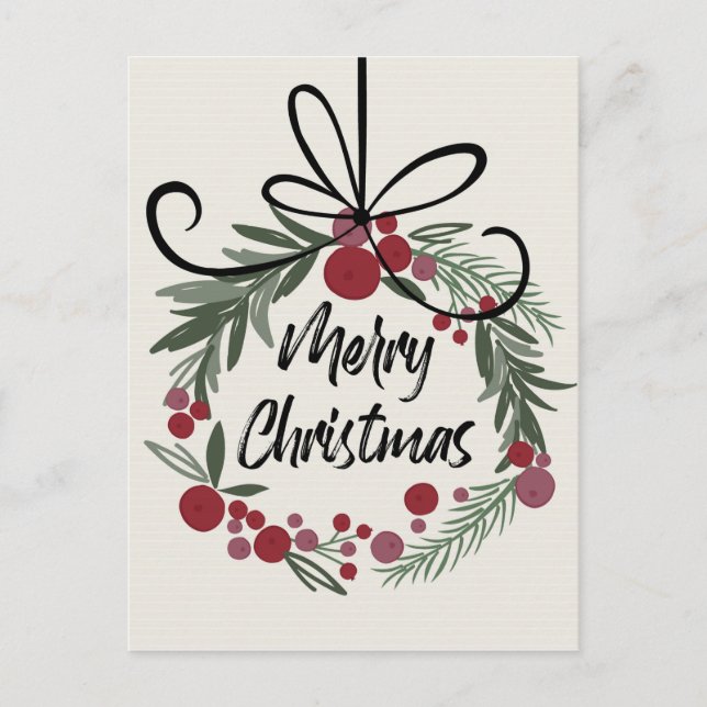 Carte Postale Wreath de Noël (Devant)