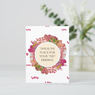 Carte Postale Wreath Vintage Funny Love Valentine aquarelle